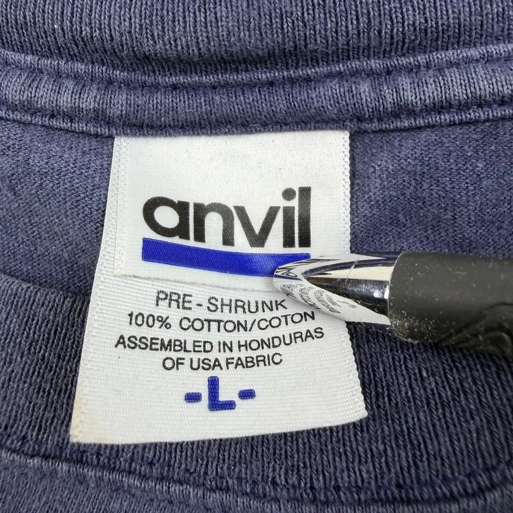 Anvil 102.7 KIIS FM Graphic T-Shirt Mens L Indigo LA Radio Station Vintage Style